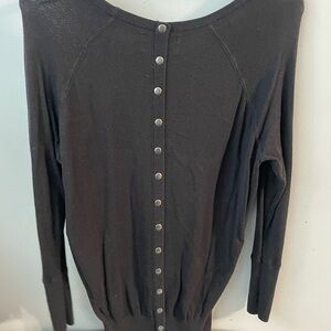 ruby moon Black Snap-Front Long-Sleeve Top